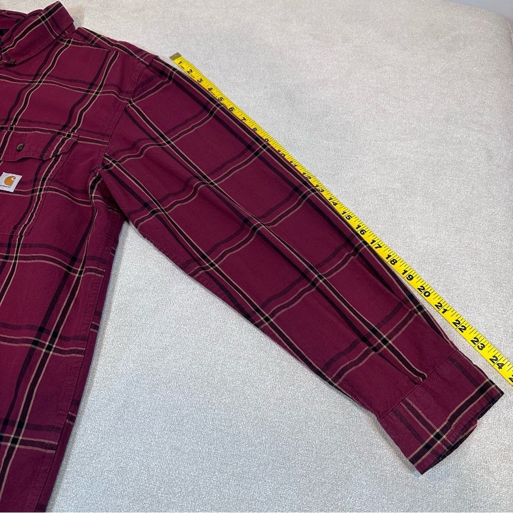 Carhartt Men’s Loose Fit Midweight Chambray Shirt. Deep Red Plaid. Large. - Picture 6 of 9